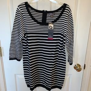 Black & white striped maternity sweater dress